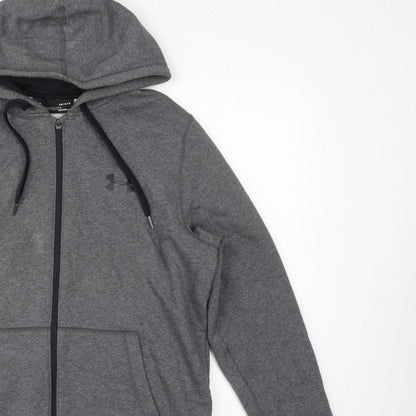 Under Armour Men’s Grey L ColdGear Full Zip Hoodie Logo Fleece