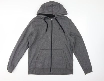 Under Armour Men’s Grey L ColdGear Full Zip Hoodie Logo Fleece