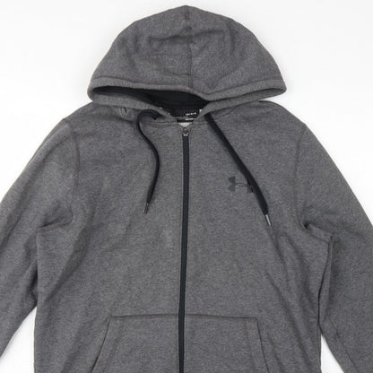 Under Armour Men’s Grey L ColdGear Full Zip Hoodie Logo Fleece