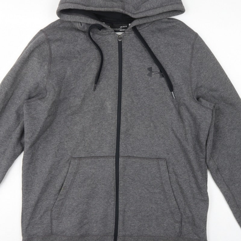 Under Armour Men’s Grey L ColdGear Full Zip Hoodie Logo Fleece
