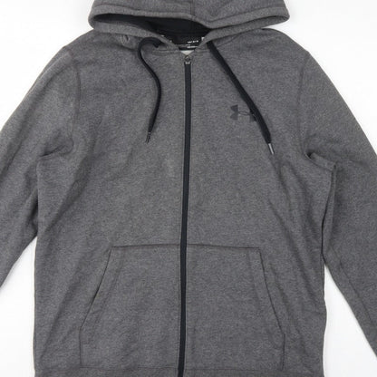 Under Armour Men’s Grey L ColdGear Full Zip Hoodie Logo Fleece