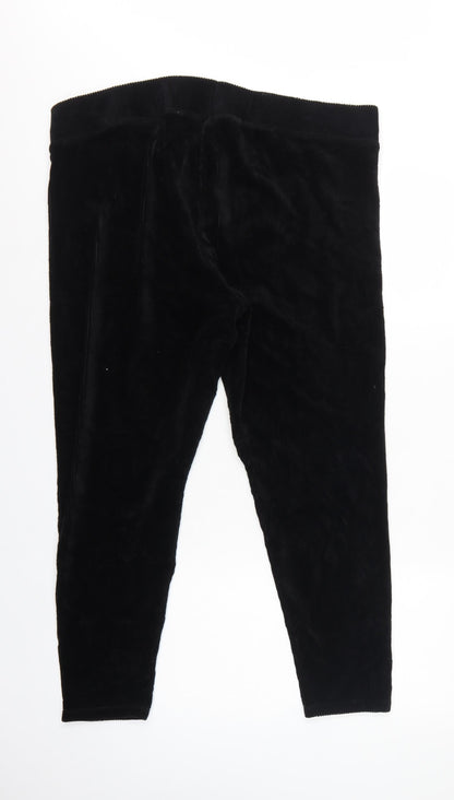 Marks and Spencer Women Black UK 22 Regular Velour Stretch Leggings