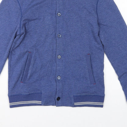 Tommy Hilfiger Men’s Blue S Button Cardigan Sweatshirt Striped Trim