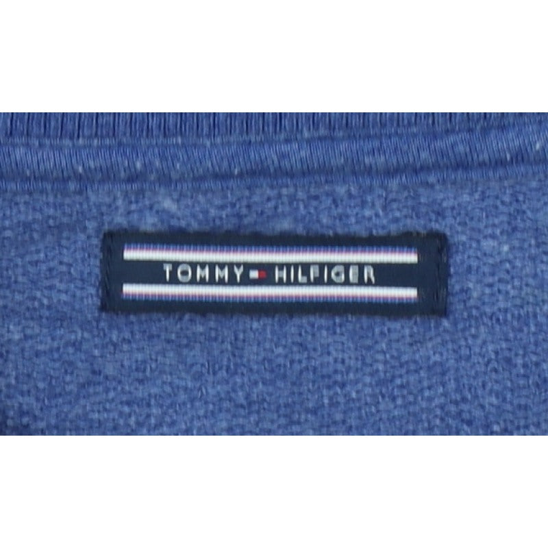 Tommy Hilfiger Men’s Blue S Button Cardigan Sweatshirt Striped Trim