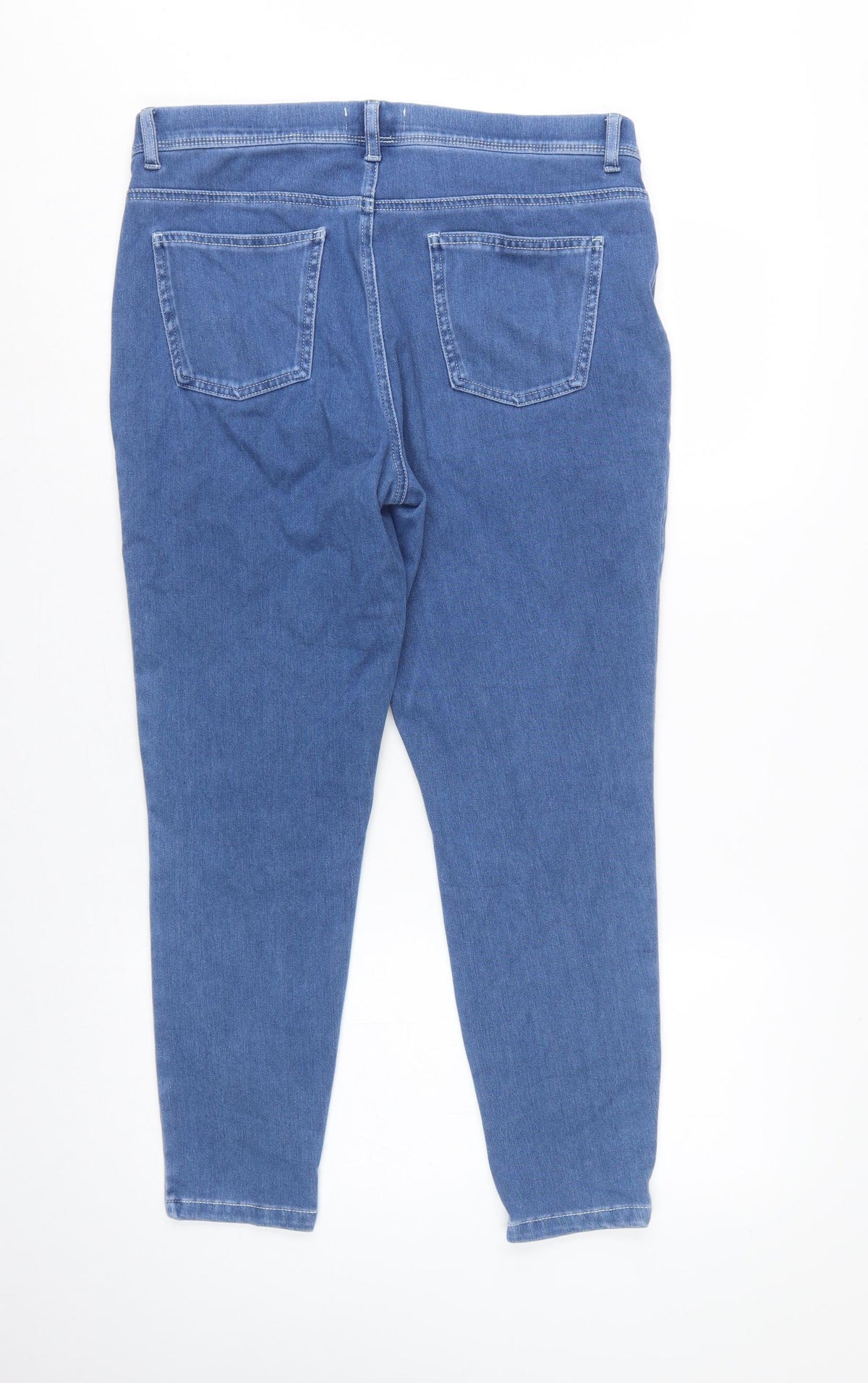 Tu Women Blue Petite UK 16 Tapered Stretch High Rise Jeans
