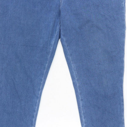 Tu Women Blue Petite UK 16 Tapered Stretch High Rise Jeans
