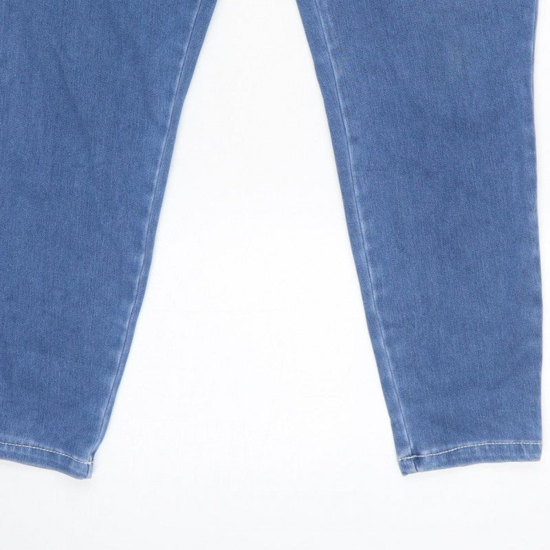 Tu Women Blue Petite UK 16 Tapered Stretch High Rise Jeans