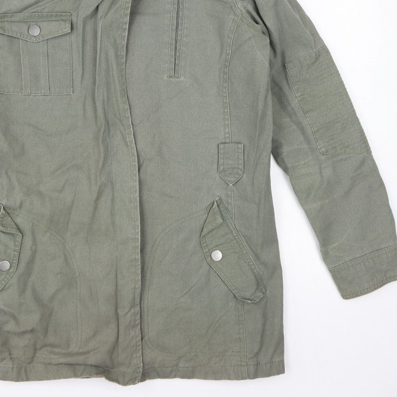 Next Women Green UK 14 Military Jacket Cotton Lined Padded