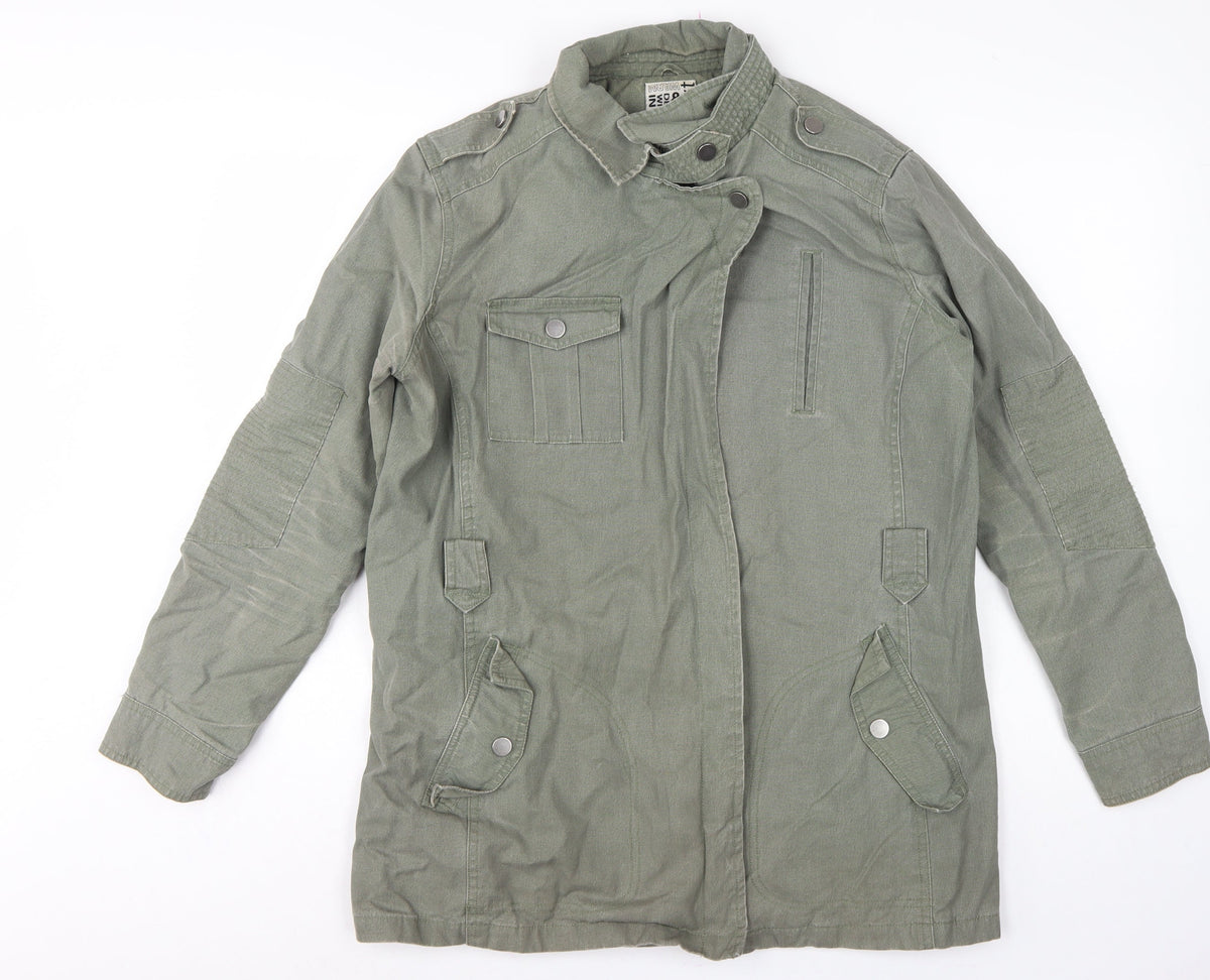Next Women Green UK 14 Military Jacket Cotton Lined Padded