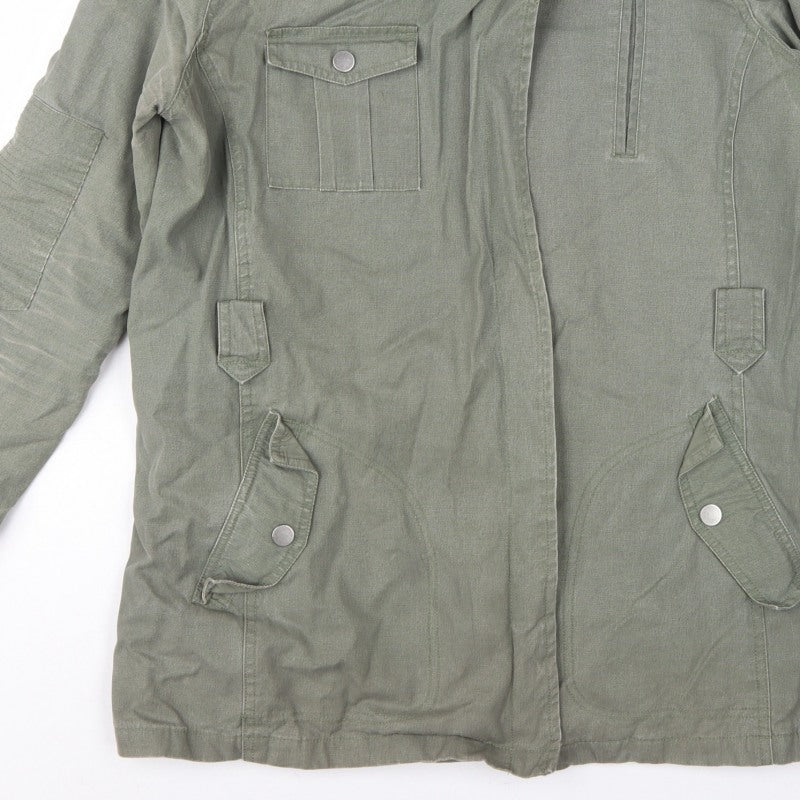 Next Women Green UK 14 Military Jacket Cotton Lined Padded