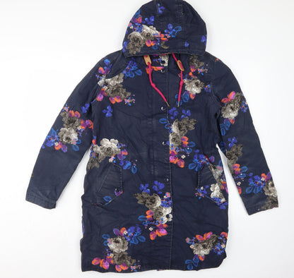 Joules Women’s Blue Floral UK 10 Right As Rain Waterproof Hooded Coat