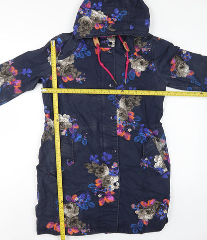 Joules Women’s Blue Floral UK 10 Right As Rain Waterproof Hooded Coat