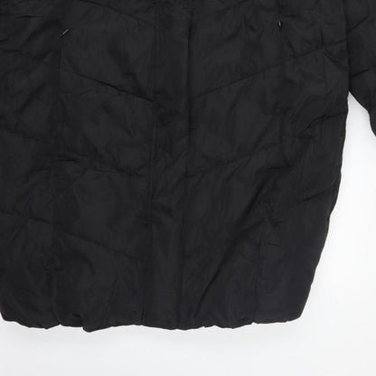 Marks Spencer Girls Black 15-16 Years Long Hooded Puffer Jacket