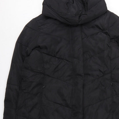 Marks Spencer Girls Black 15-16 Years Long Hooded Puffer Jacket