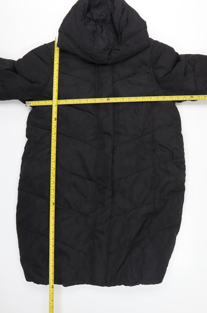 Marks Spencer Girls Black 15-16 Years Long Hooded Puffer Jacket