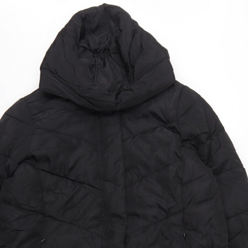 Marks Spencer Girls Black 15-16 Years Long Hooded Puffer Jacket
