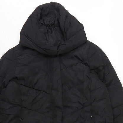 Marks Spencer Girls Black 15-16 Years Long Hooded Puffer Jacket
