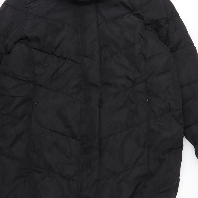 Marks Spencer Girls Black 15-16 Years Long Hooded Puffer Jacket