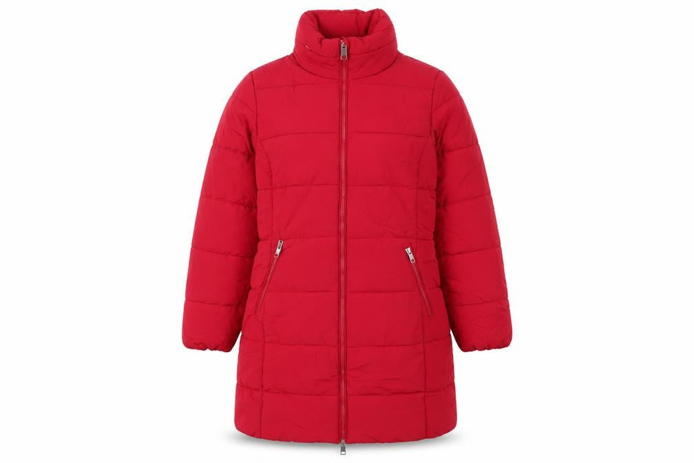 M&S Women’s Red UK 14 Long Quilted Puffer Coat Zip