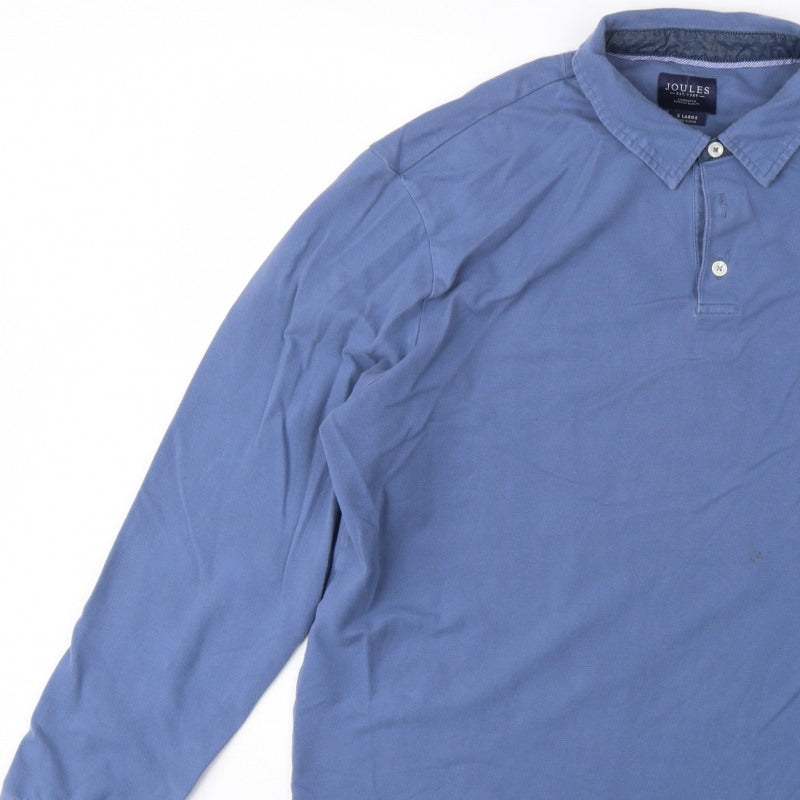 Joules Men Blue XL Collared Henley Sweatshirt Embroidered Logo