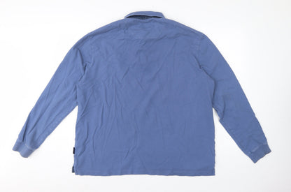Joules Men Blue XL Collared Henley Sweatshirt Embroidered Logo
