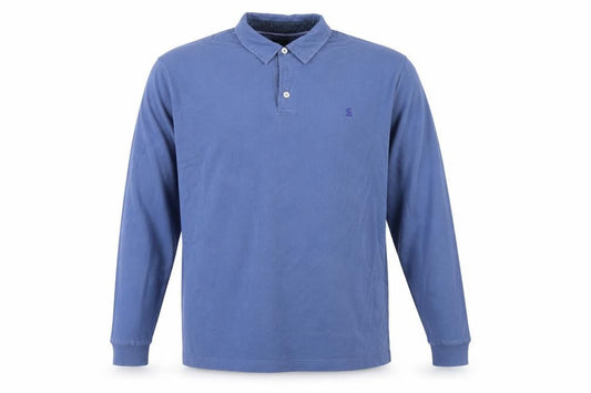 Front view of Joules Men Blue XL Collared Henley Sweatshirt Embroidered Logo