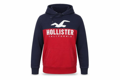 Hollister Men’s Navy Red L Pullover Hoodie Graphic Logo Pocket