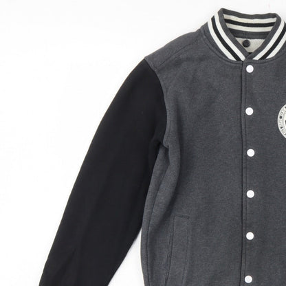 dB Denim 73 Men’s Grey Black XS Varsity Snap Sweatshirt Jacket