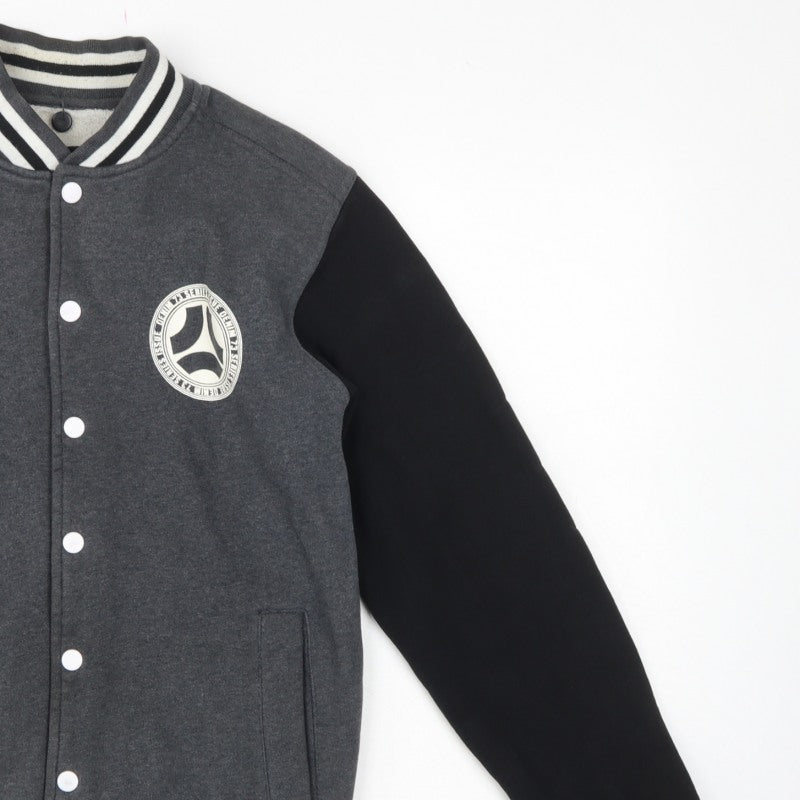 dB Denim 73 Men’s Grey Black XS Varsity Snap Sweatshirt Jacket