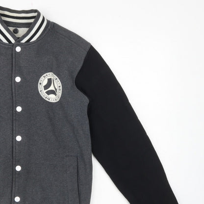 dB Denim 73 Men’s Grey Black XS Varsity Snap Sweatshirt Jacket