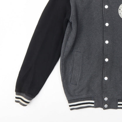 dB Denim 73 Men’s Grey Black XS Varsity Snap Sweatshirt Jacket