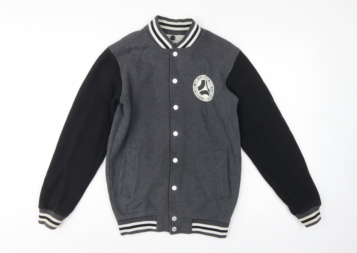 dB Denim 73 Men’s Grey Black XS Varsity Snap Sweatshirt Jacket