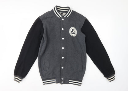 dB Denim 73 Men’s Grey Black XS Varsity Snap Sweatshirt Jacket