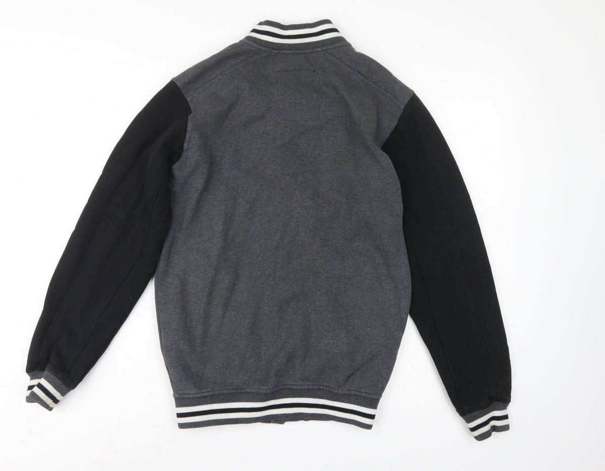 dB Denim 73 Men’s Grey Black XS Varsity Snap Sweatshirt Jacket