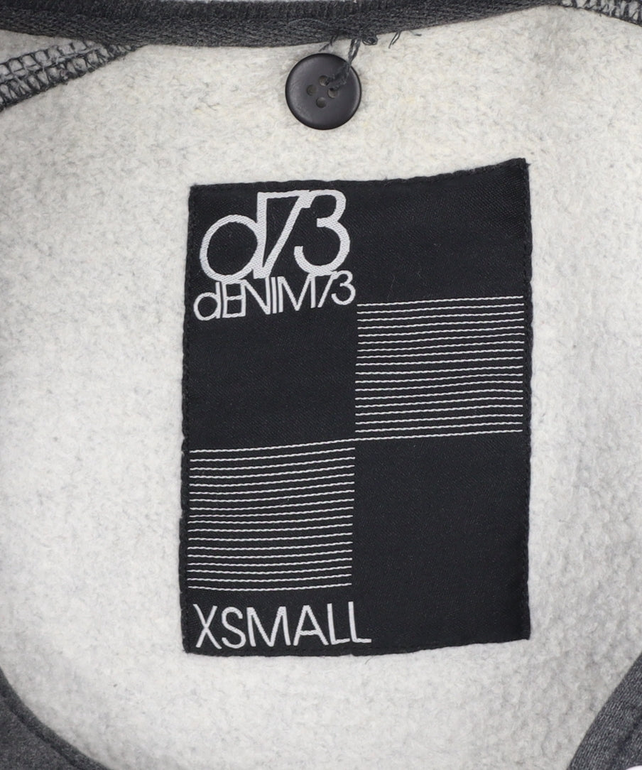dB Denim 73 Men’s Grey Black XS Varsity Snap Sweatshirt Jacket