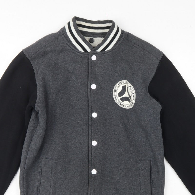 dB Denim 73 Men’s Grey Black XS Varsity Snap Sweatshirt Jacket