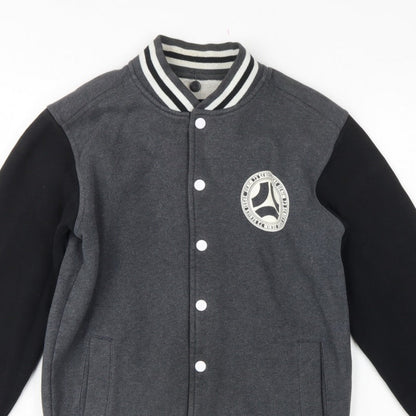 dB Denim 73 Men’s Grey Black XS Varsity Snap Sweatshirt Jacket