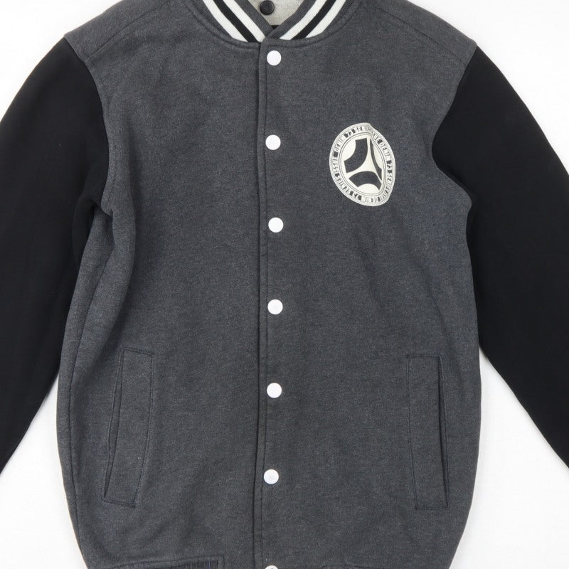 dB Denim 73 Men’s Grey Black XS Varsity Snap Sweatshirt Jacket