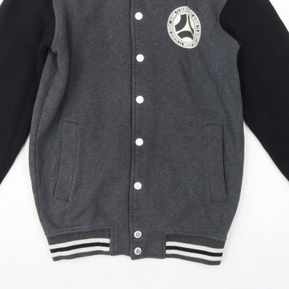 dB Denim 73 Men’s Grey Black XS Varsity Snap Sweatshirt Jacket