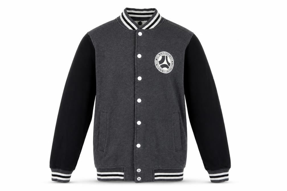 dB Denim 73 Men’s Grey Black XS Varsity Snap Sweatshirt Jacket