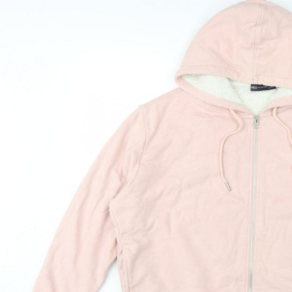 Marks and Spencer Women Pink L Full Zip Sherpa Lined Hooded Hoodie