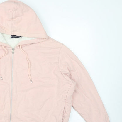 Marks and Spencer Women Pink L Full Zip Sherpa Lined Hooded Hoodie