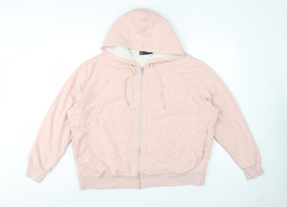 Marks and Spencer Women Pink L Full Zip Sherpa Lined Hooded Hoodie