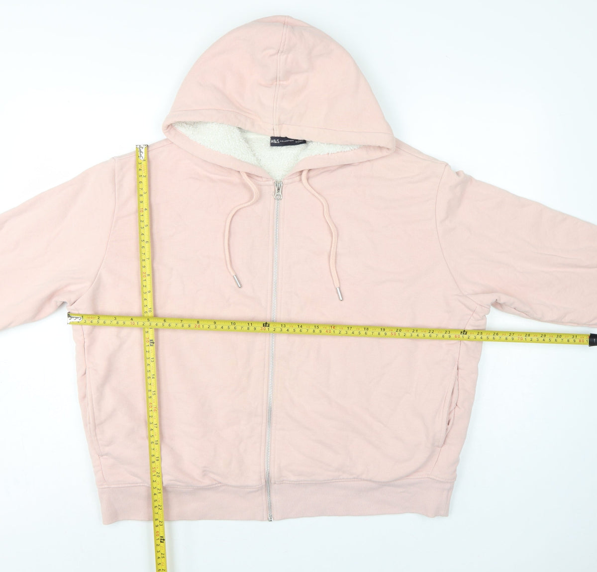 Marks and Spencer Women Pink L Full Zip Sherpa Lined Hooded Hoodie
