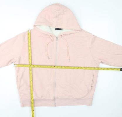 Marks and Spencer Women Pink L Full Zip Sherpa Lined Hooded Hoodie