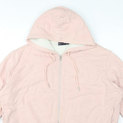 Marks and Spencer Women Pink L Full Zip Sherpa Lined Hooded Hoodie