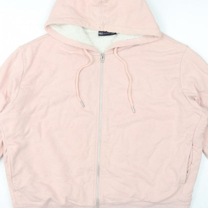 Marks and Spencer Women Pink L Full Zip Sherpa Lined Hooded Hoodie