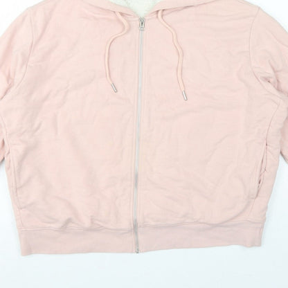 Marks and Spencer Women Pink L Full Zip Sherpa Lined Hooded Hoodie