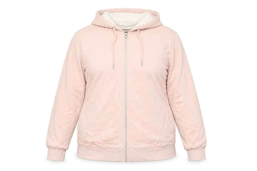Marks and Spencer Women Pink L Full Zip Sherpa Lined Hooded Hoodie