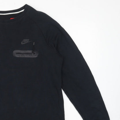 Nike Men’s Black L Crew Neck Pullover Sweatshirt Logo Zip Pocket
